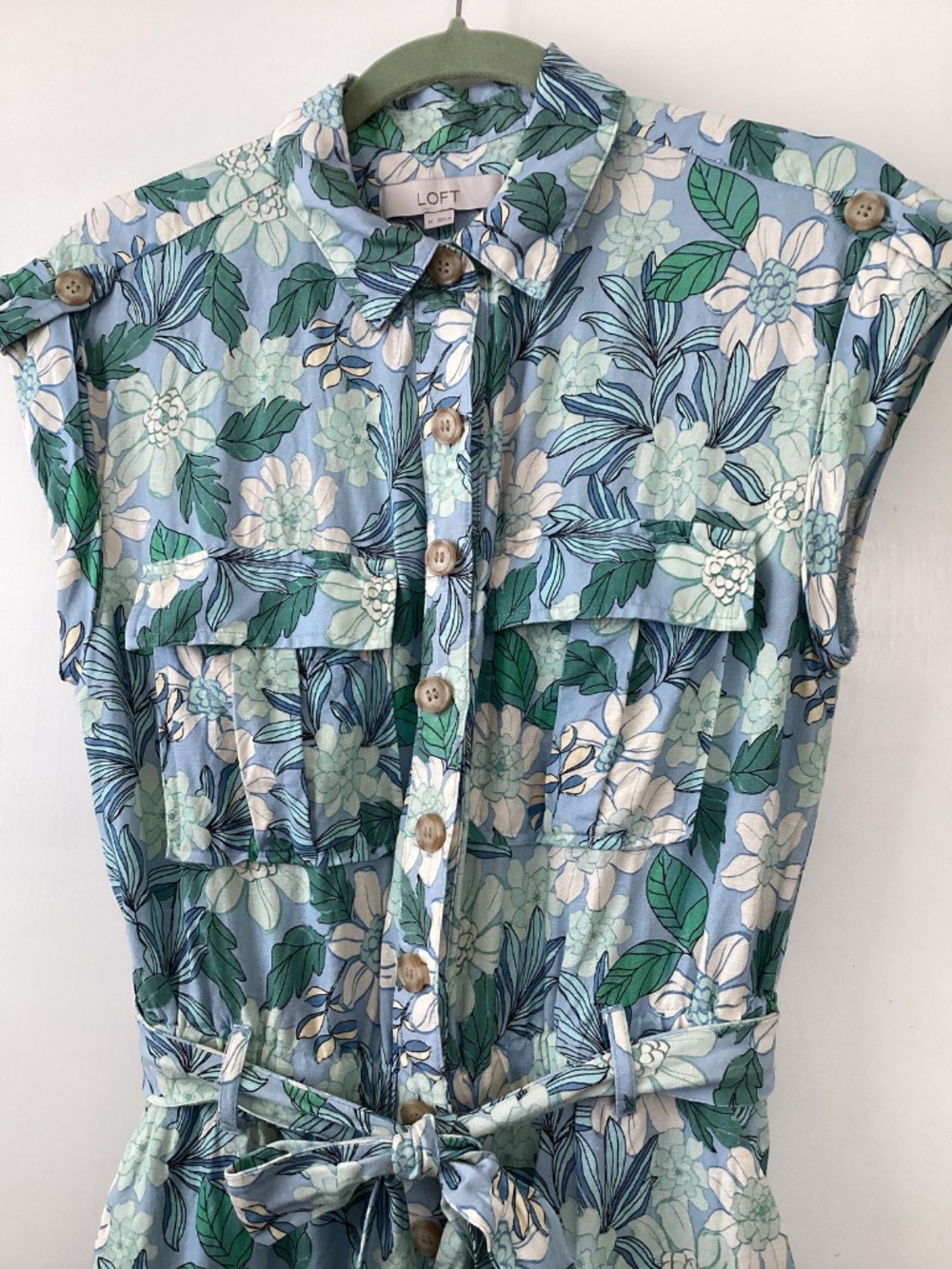 Loft, size M, blue and green shorts romper - Picture 3 of 8